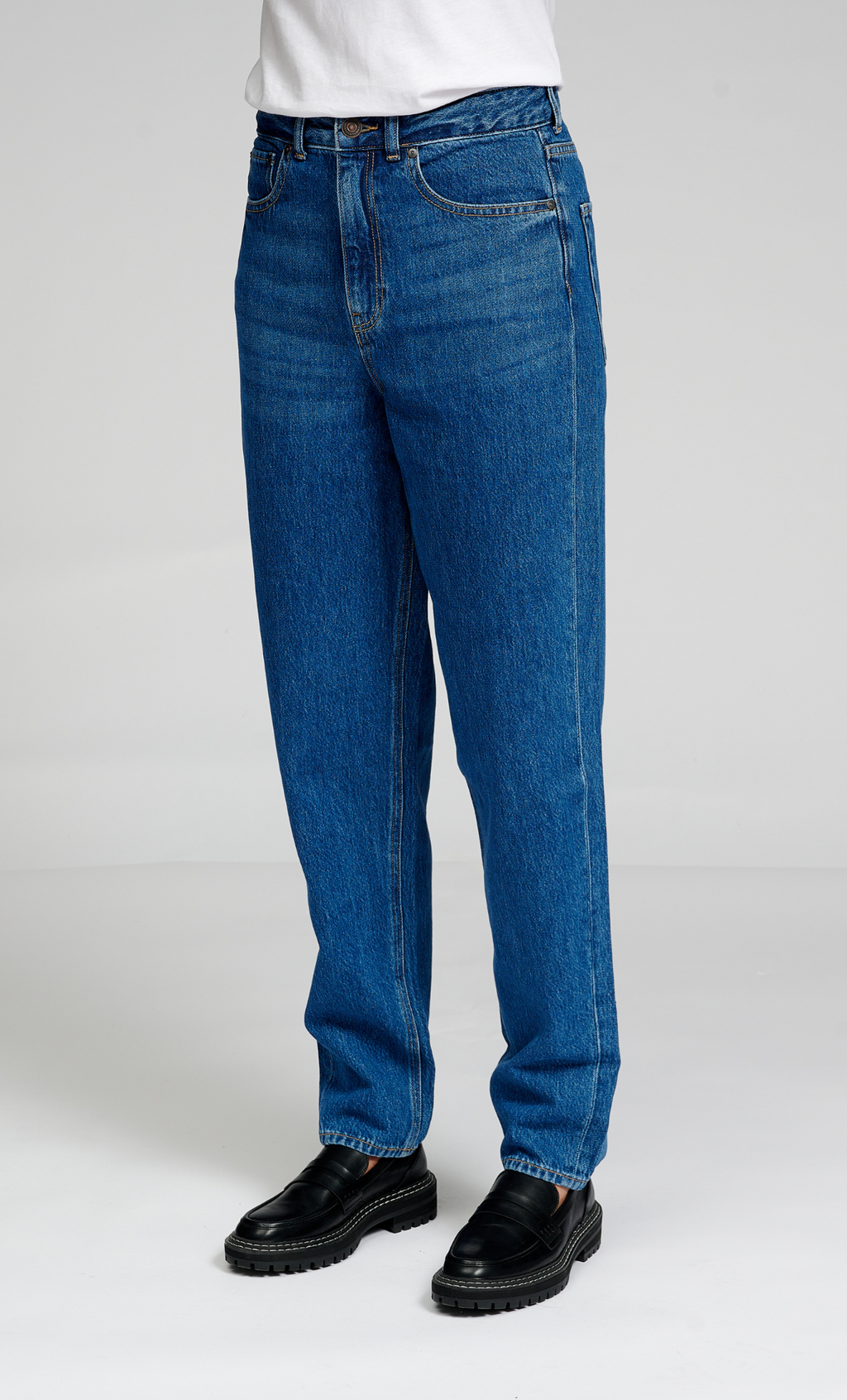 Performance Mom Jeans - Medium Blue Denim