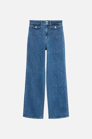 Tessa Breda Fickor Jeans - Medium Blå Denim