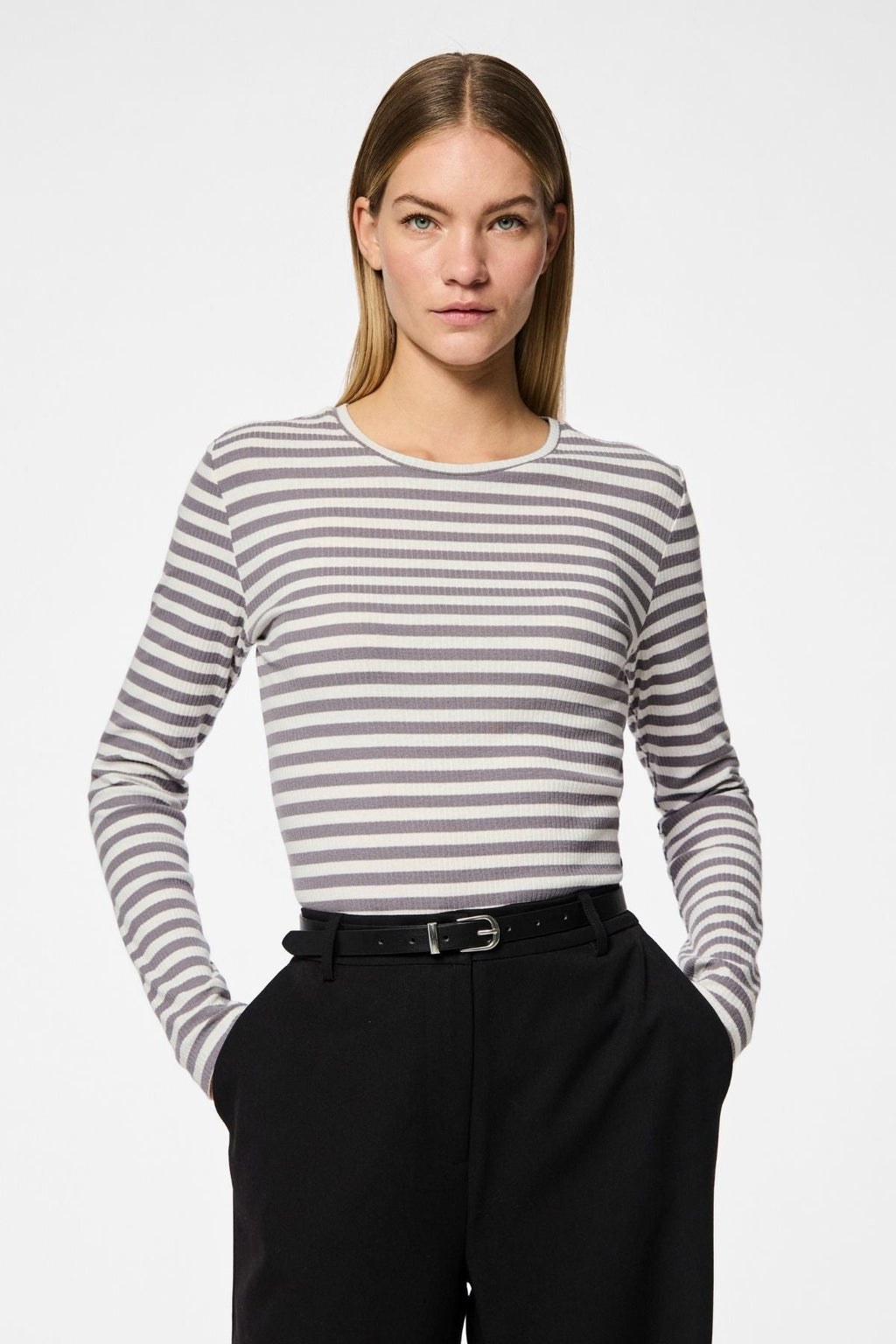Myra Slim Belt - Svart Silver