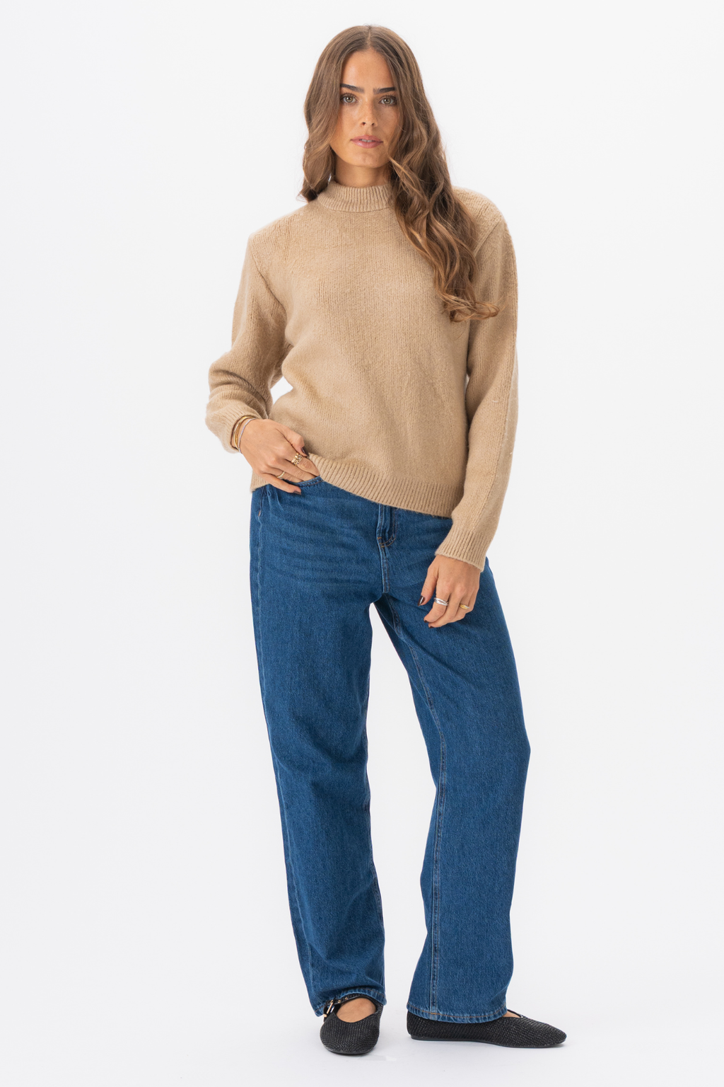 Hazel Stickad Tröja - Beige