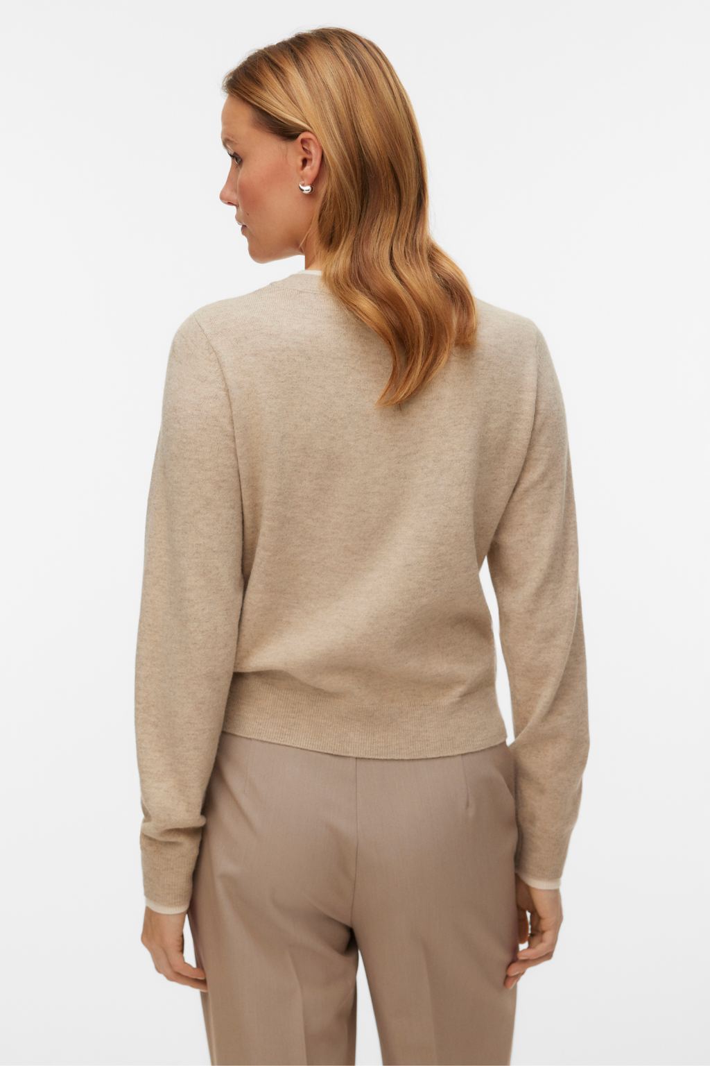 Underbar O-ringad Cardigan - Silver Mink Melange med Björk