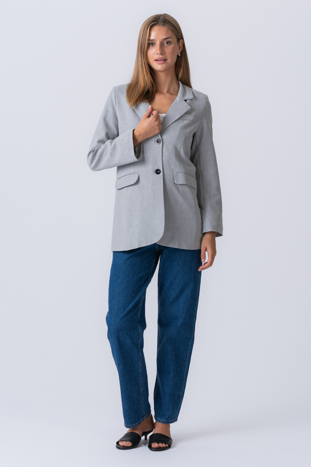 Claire Oversized Kavaj - Ljusgrå