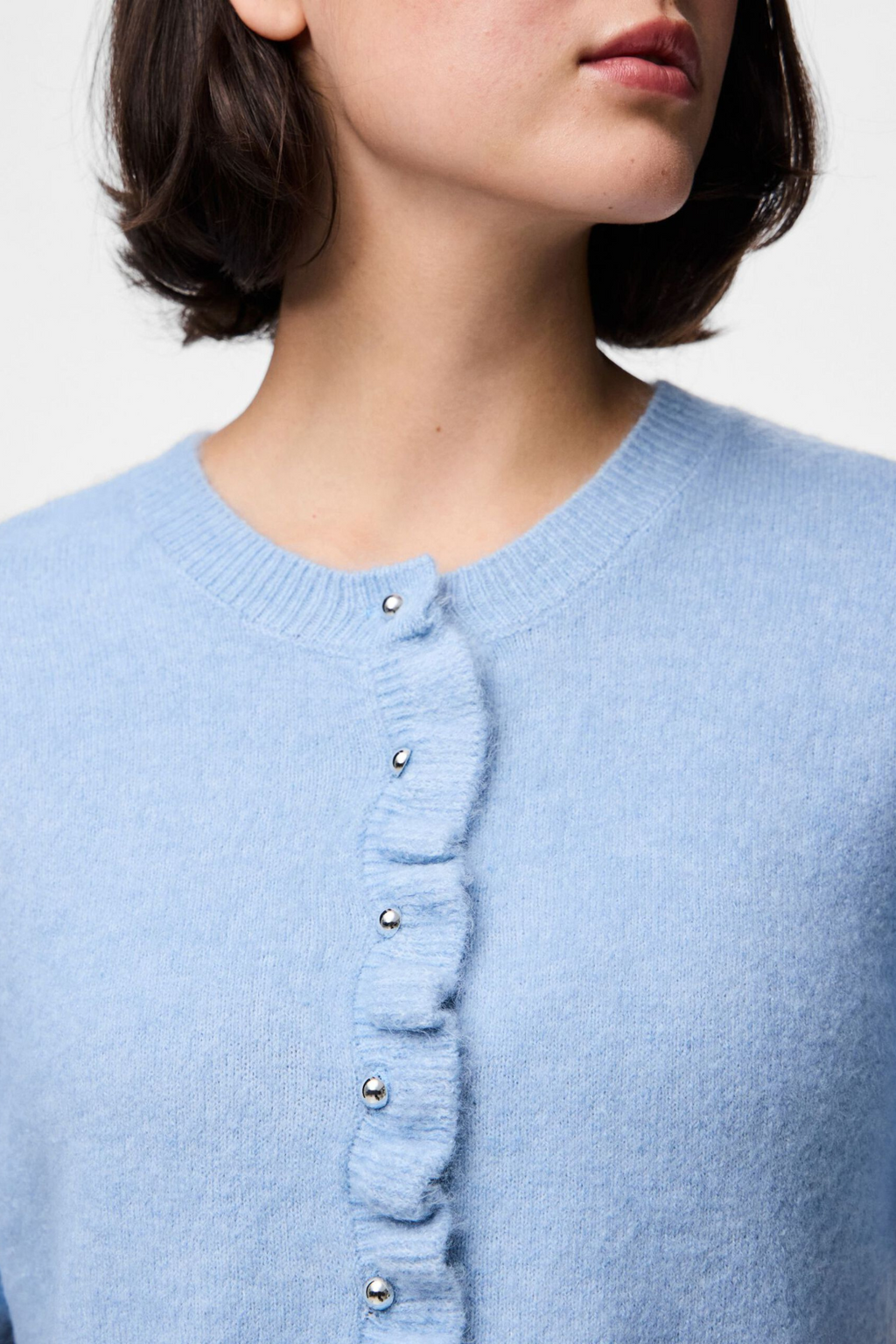 Lydia Volangstickad Kofta - Cashmere Blue