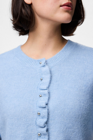 Lydia Volangstickad Kofta - Cashmere Blue