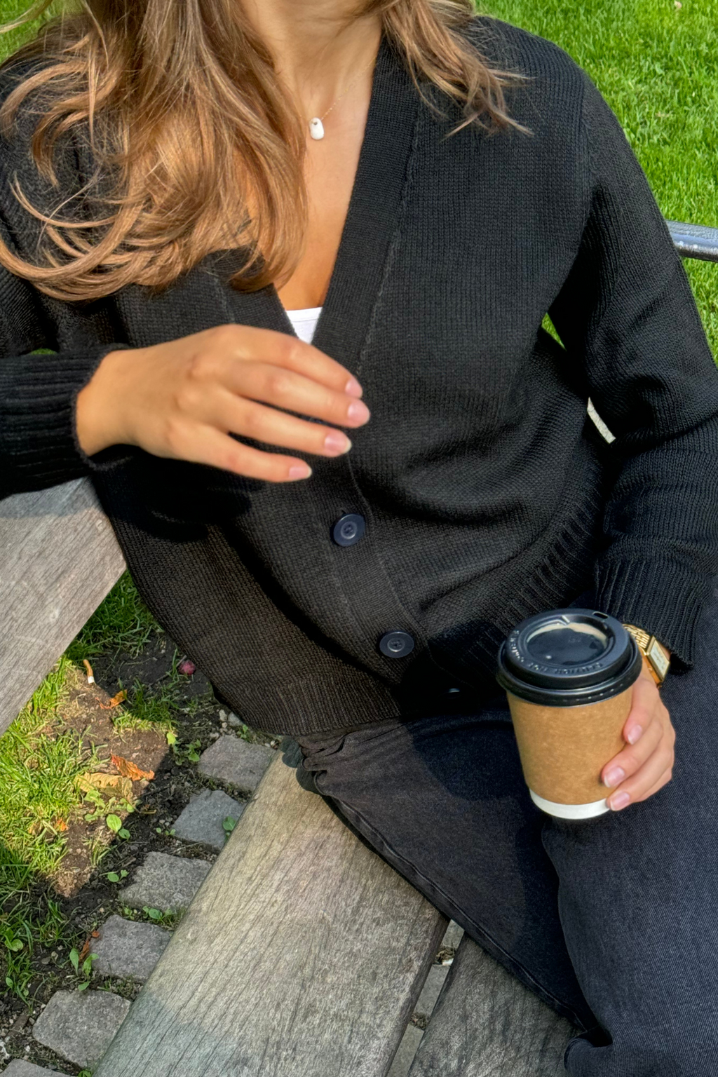 Stickad Kofta - Svart