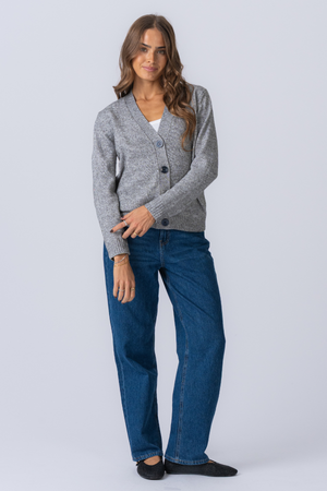 Stickad Kofta - Ljusgrå