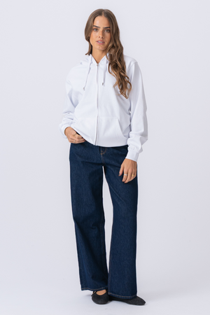 Basic Huvtröja med Dragkedja - Vit