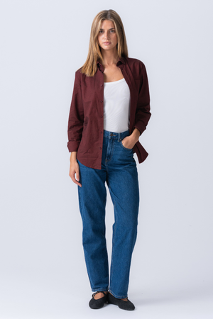 Boyfriend Oxfordskjorta - Burgundy