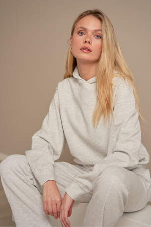 Hoodie Utan Snörning - Grå