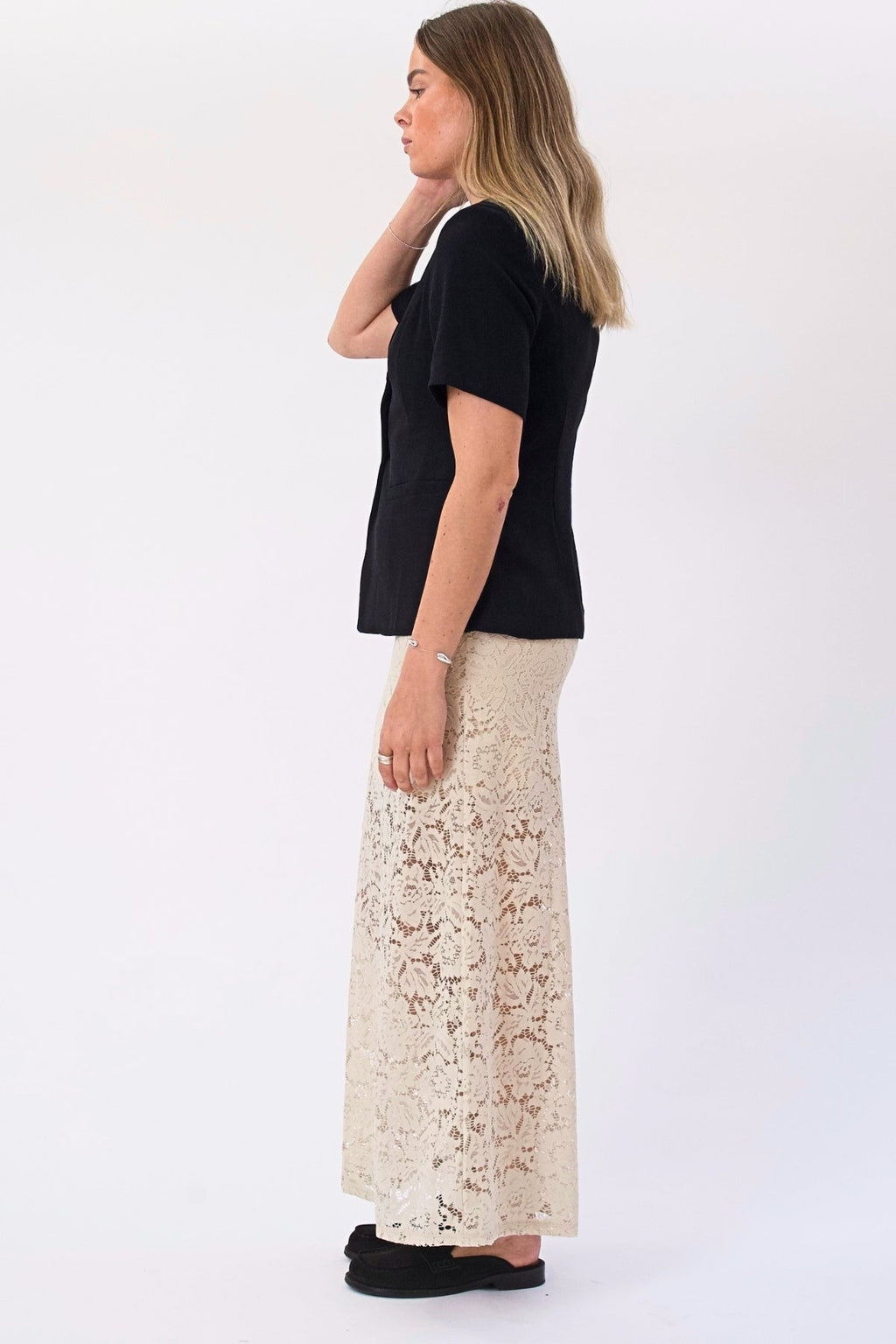 Amara Lace Maxi Skirt - Ljusbeige