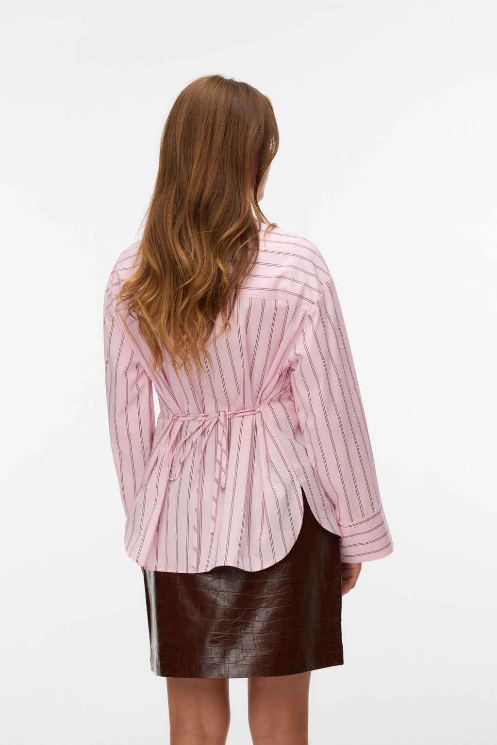Gina Belt Shirt - Pink-A-Boo Stripes: Cocoa Brown/Snow White