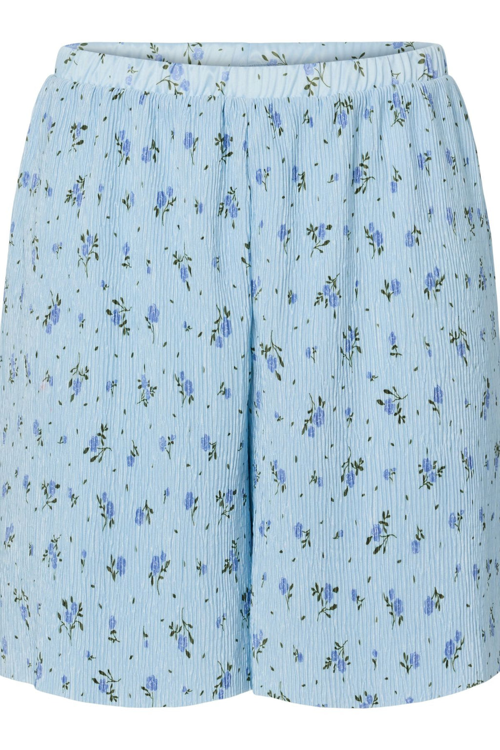 Flora Shorts med hög midja - ljusblå blommor