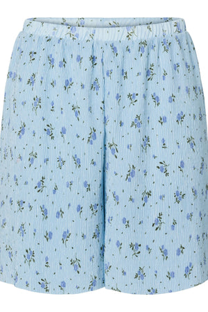 Flora Shorts med hög midja - ljusblå blommor