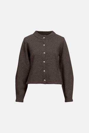 Zari Stickad Kofta - Seal Brown Melange