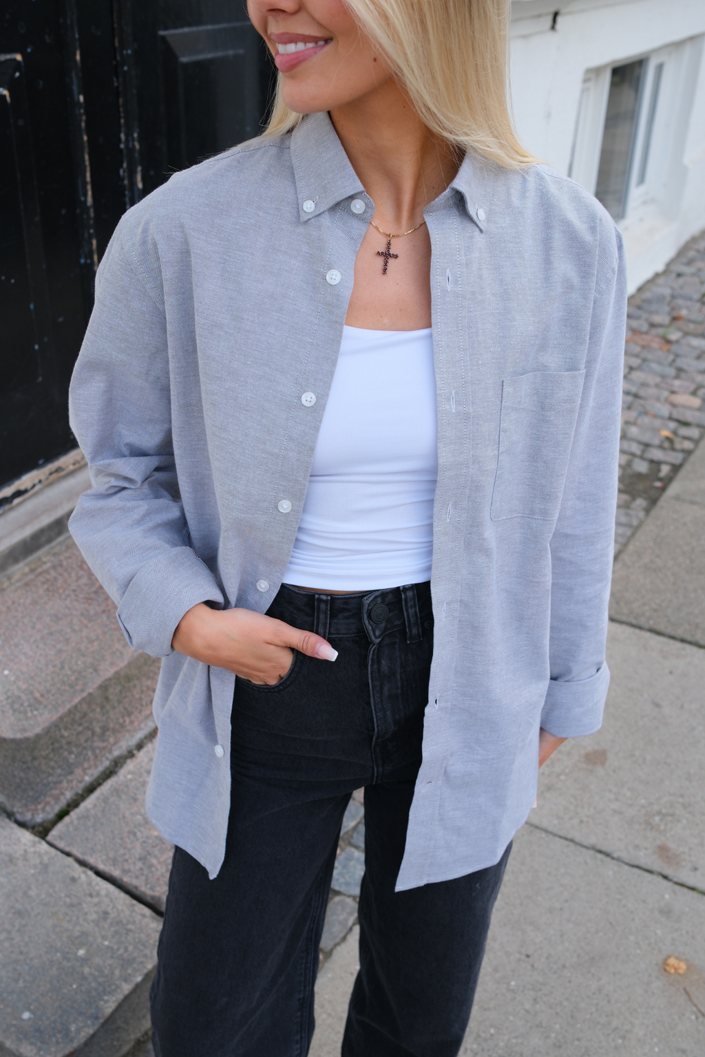 Boyfriend Oxfordskjorta - Grå