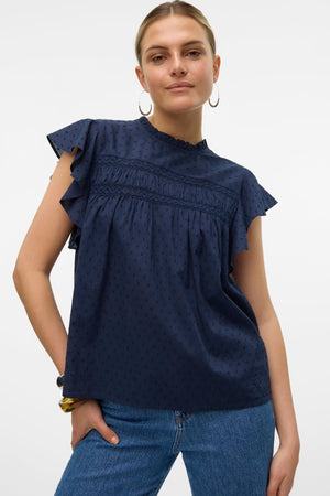 Trine Lace Top - Navy
