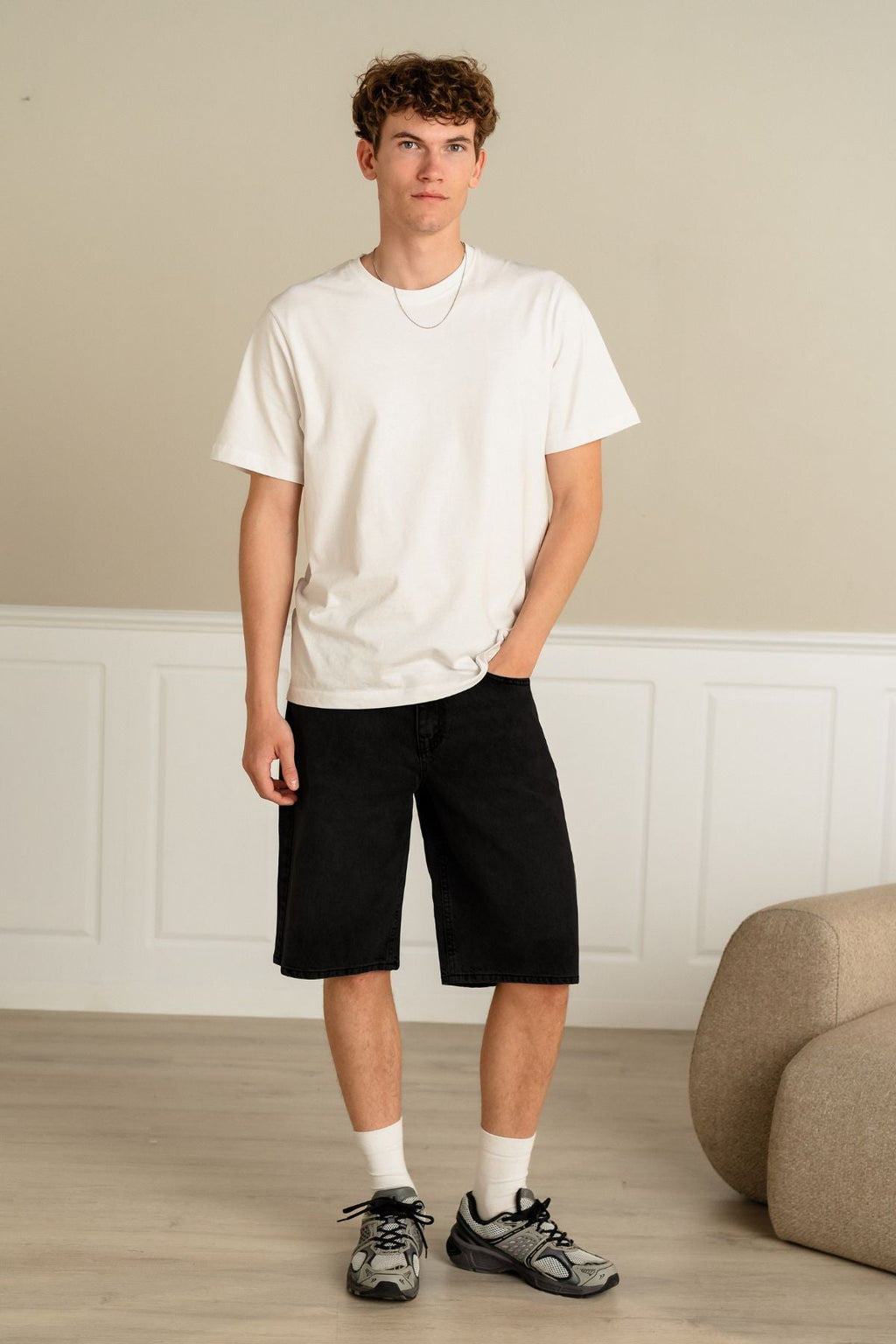 Denim Shorts Loose - Solid Svart