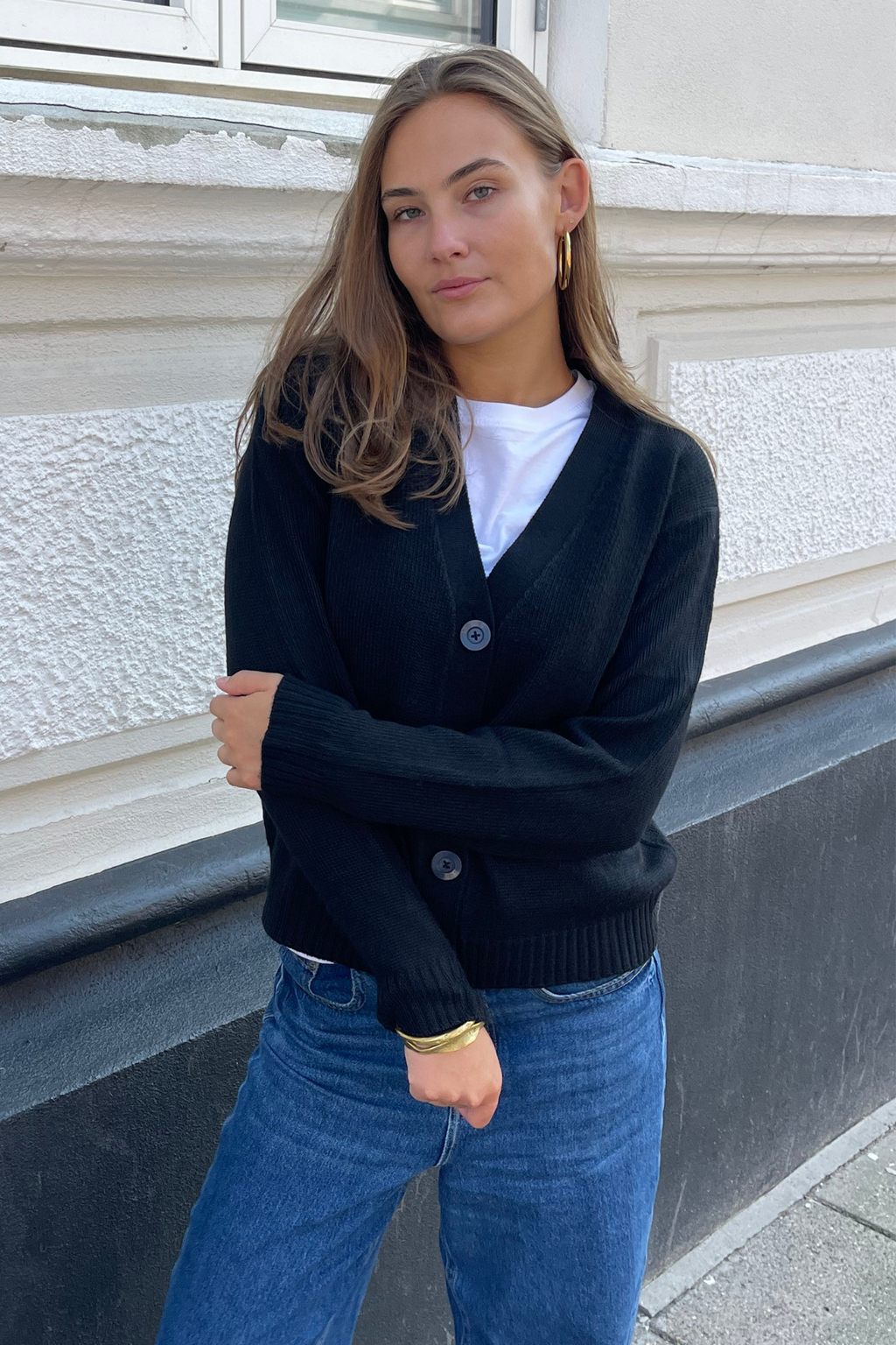 Stickad Kofta - Svart