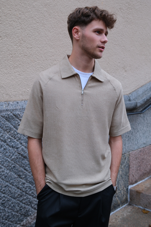 Enzo Kortärmad Half-Zip - Khaki