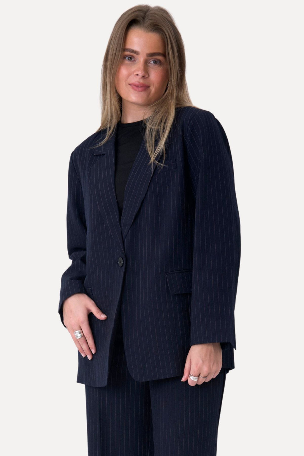 Oversized Kavaj - Navy Pinstripe