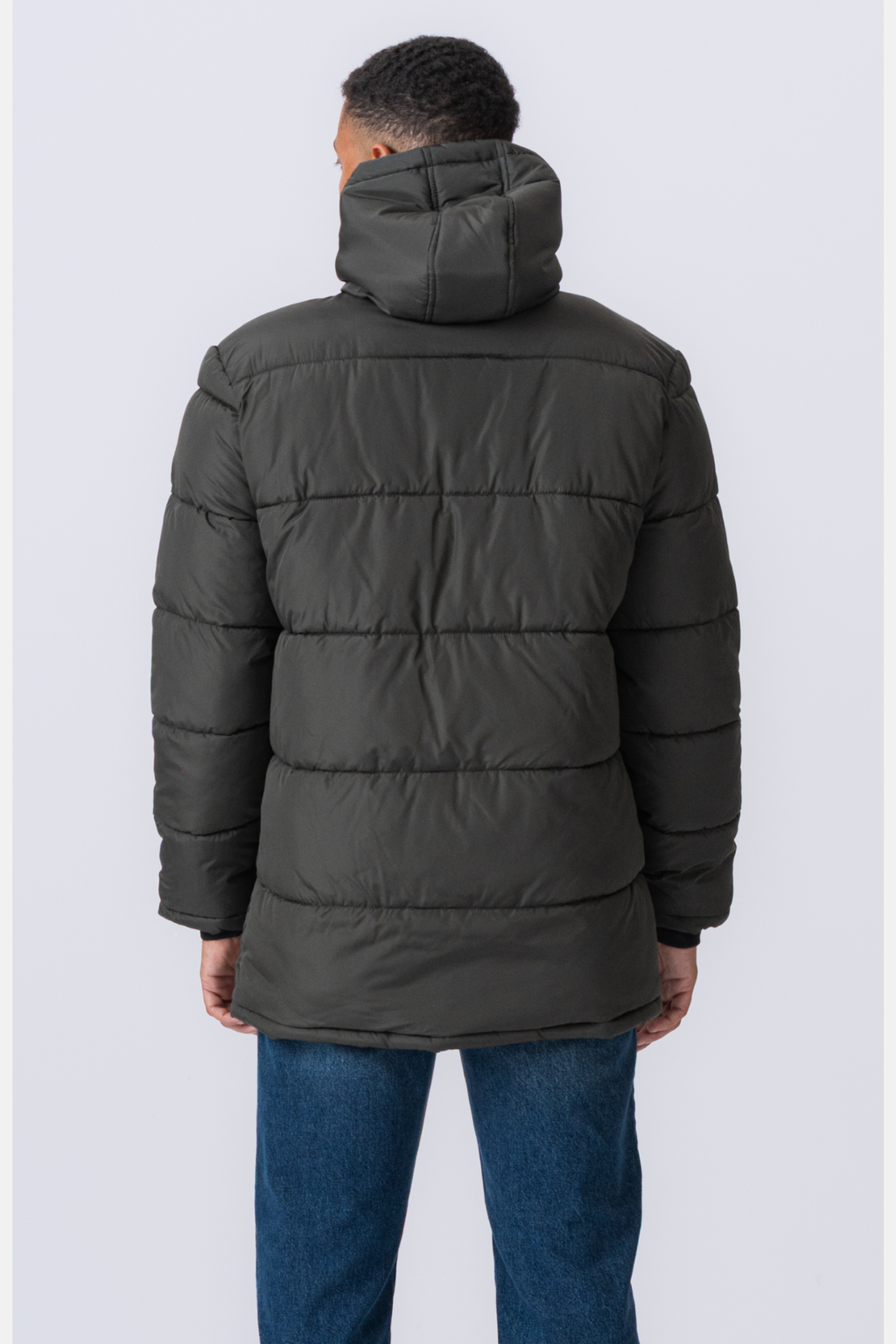 Lång Pufferjacka - Oliv