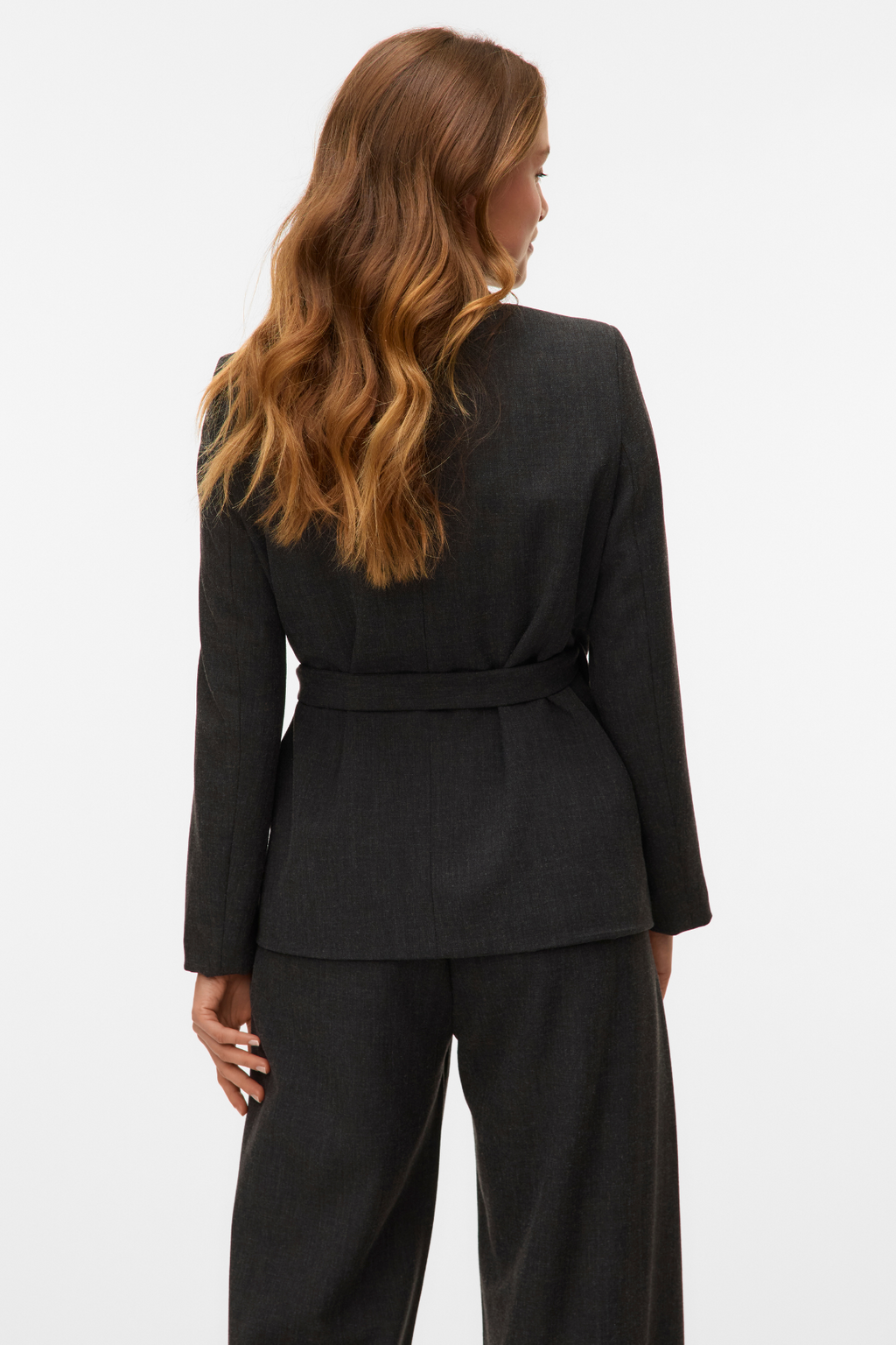 Bestie Loose Strap Blazer - Mörkgrå Melange