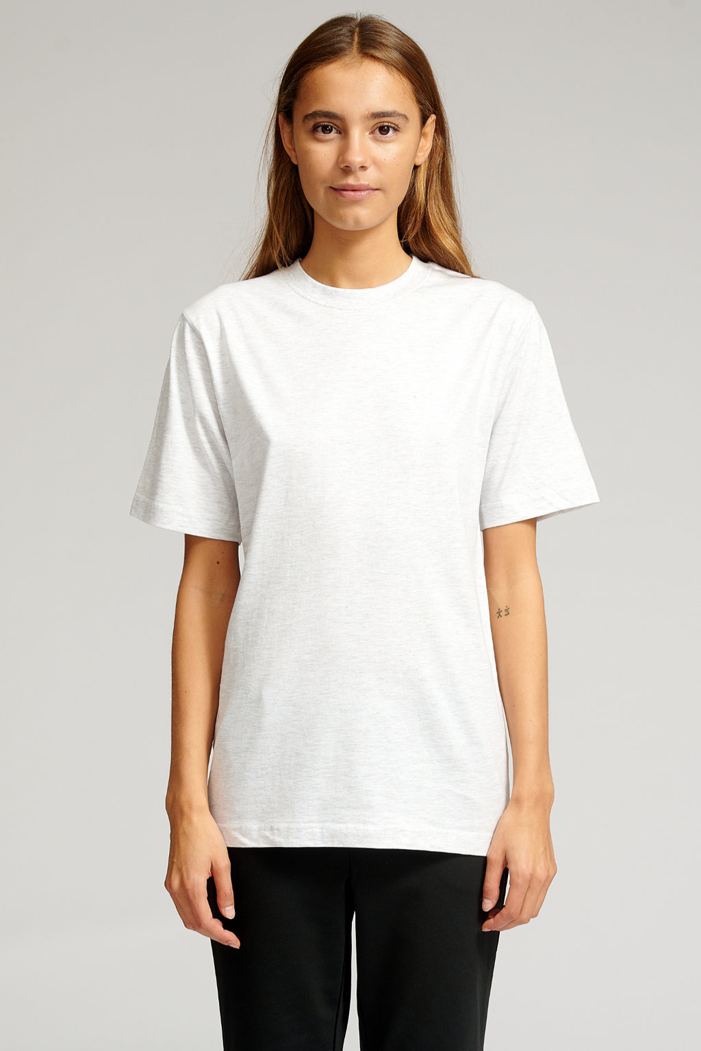 Oversized Tee - Ljusgrå Melerad