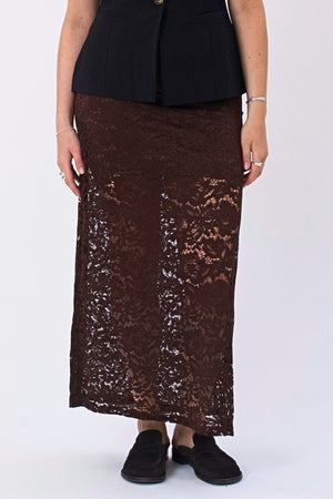 Amara Lace Maxikjol - Coffee