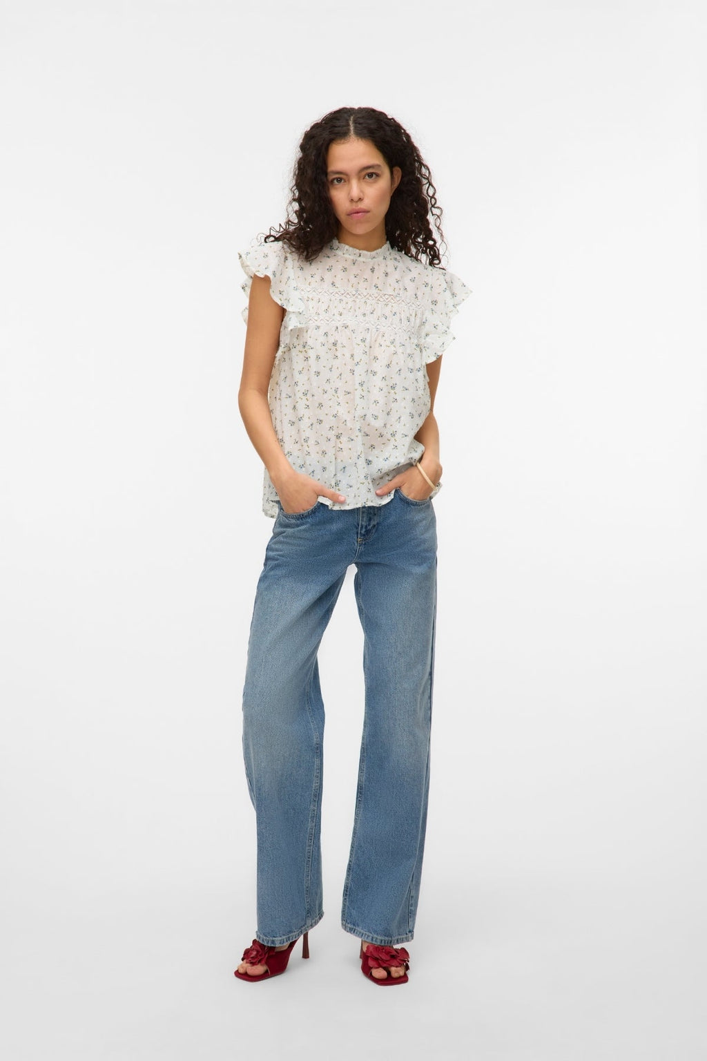 Trine Spetstopp - Snow White Maguerite Blue Jasper