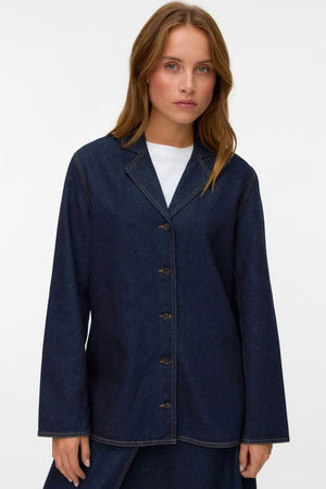 Kanika Jeanskavaj-skjorta - Mörkblå Denim