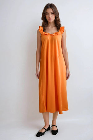 Zora Midi Klänning - Solorange