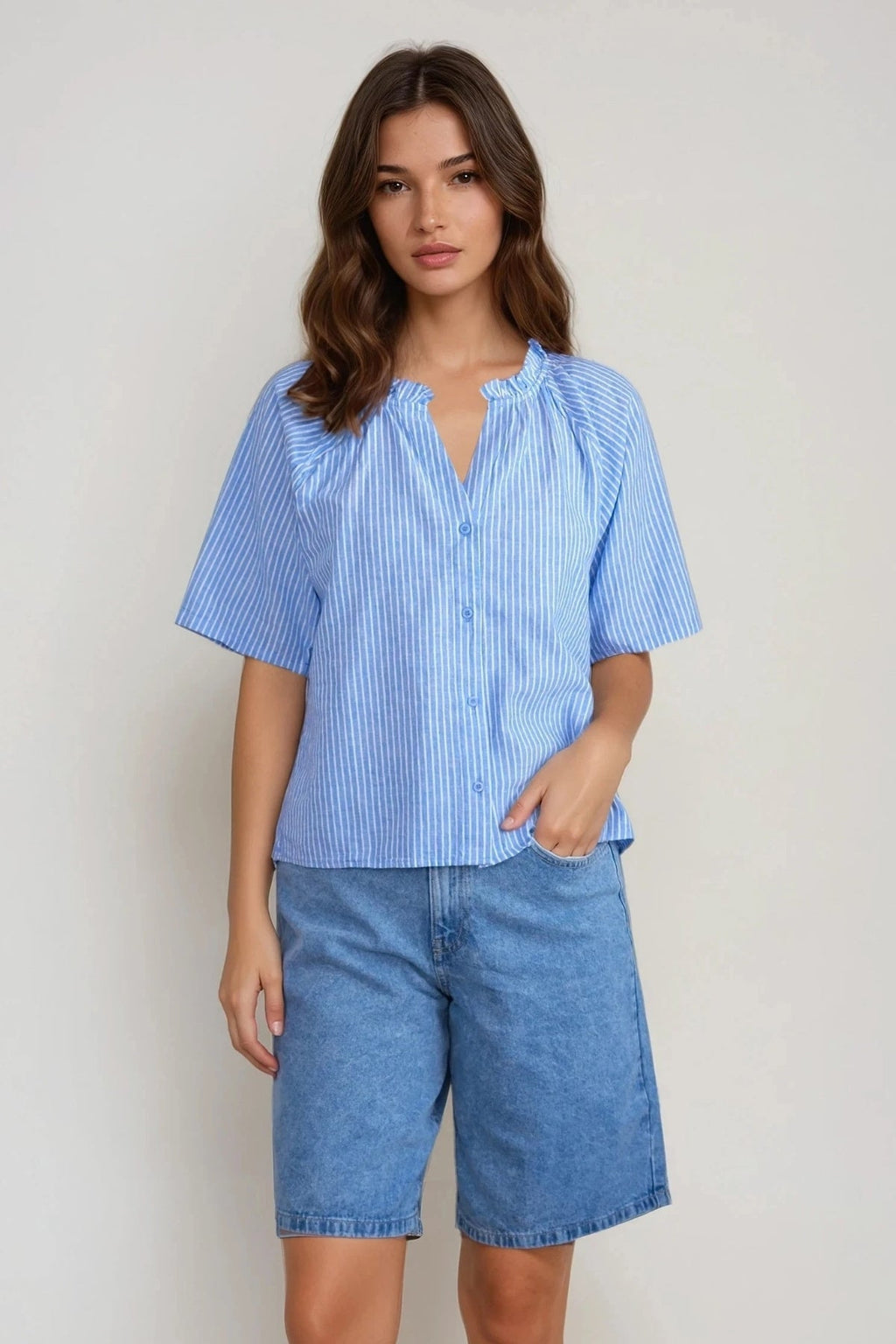 Linn Frill Top - Marina Vit