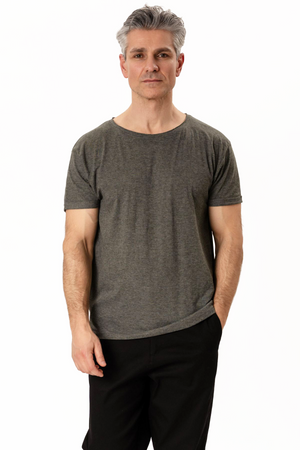 Djup Neck T-shirt - Mörkgrå