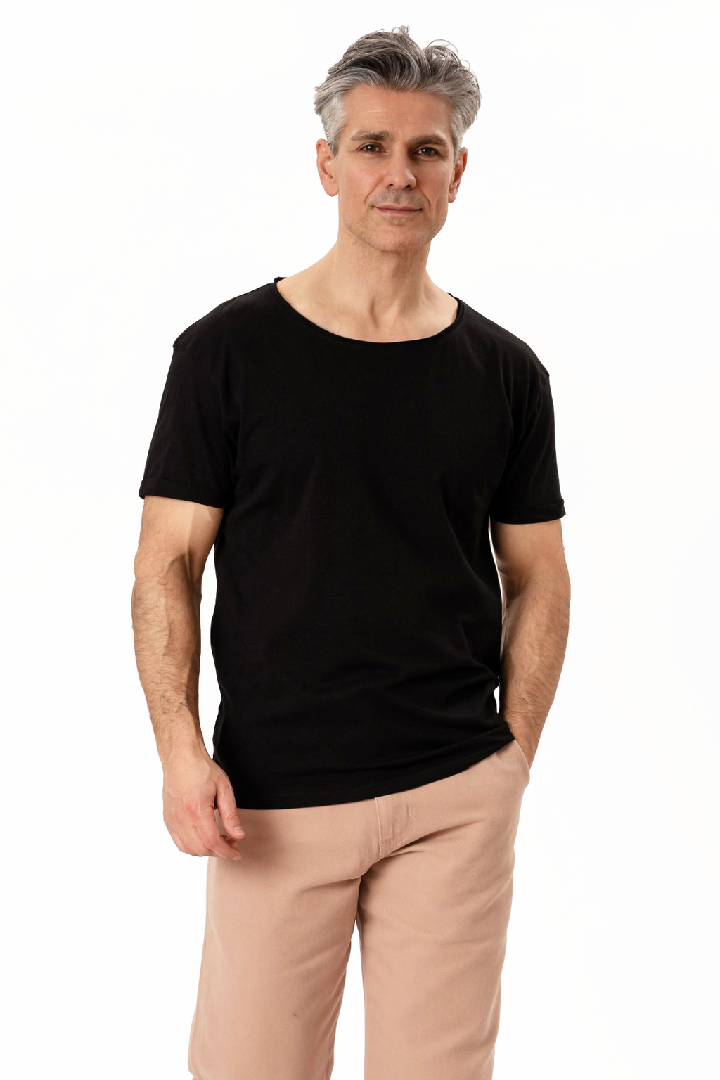 Djup Neck T-shirt - Svart