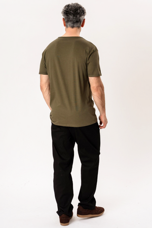 Djup Neck T-shirt - Olivgrön