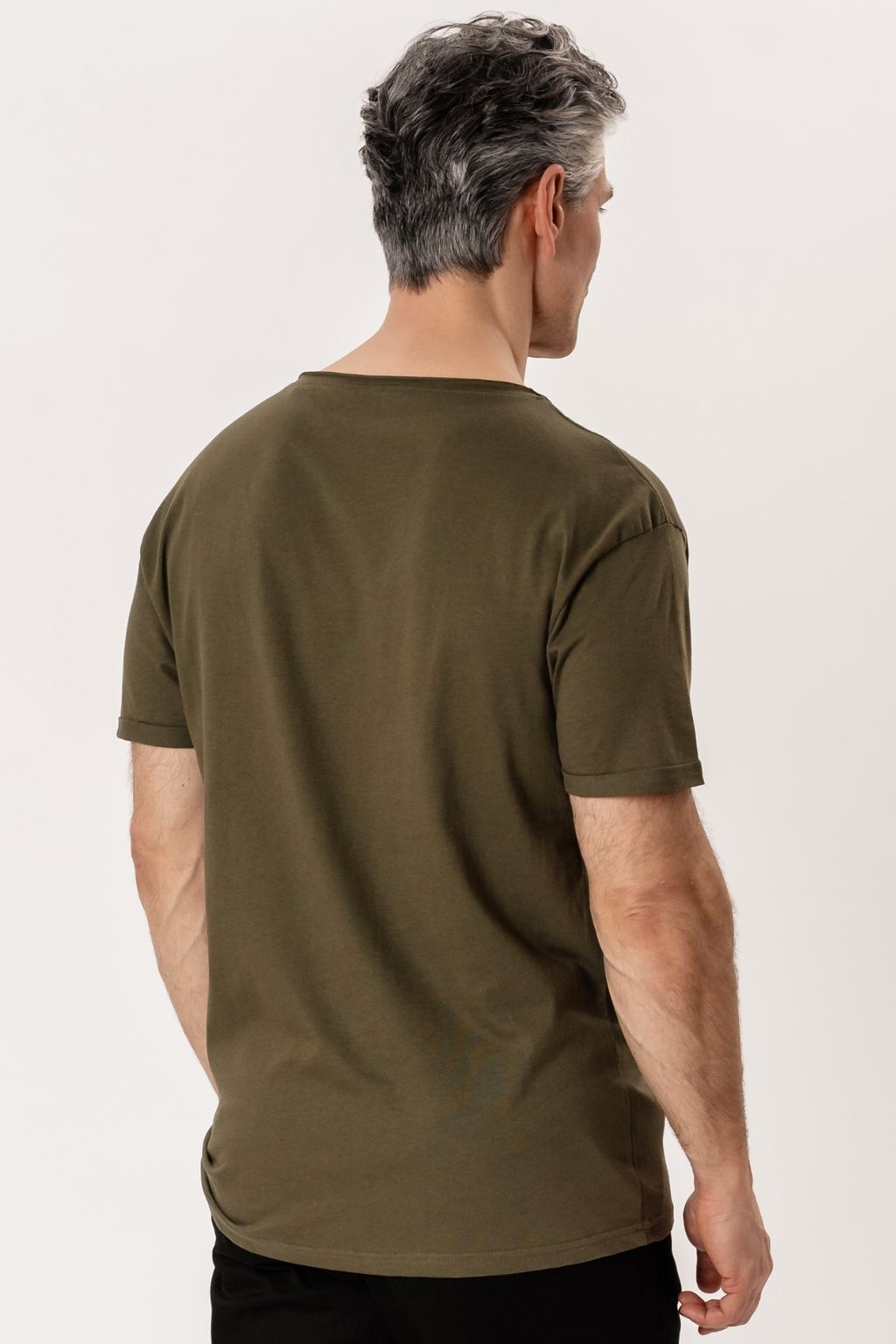 Djup Neck T-shirt - Grönmelerad