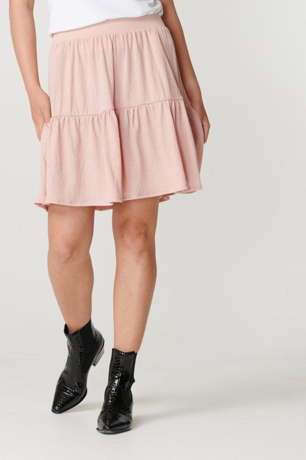 Basic mjuk mini Kjol - Misty rose