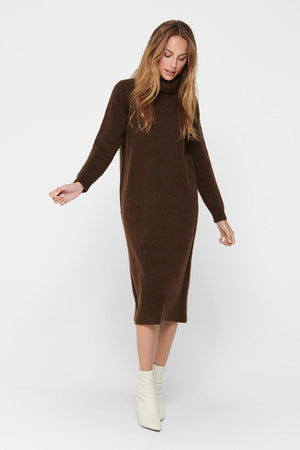 Brandie Roll Neck Klänning - Cikoria kaffe
