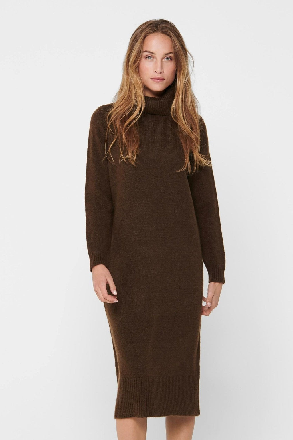 Brandie Roll Neck Klänning - Cikoria kaffe