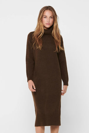Brandie Roll Neck Klänning - Cikoria kaffe