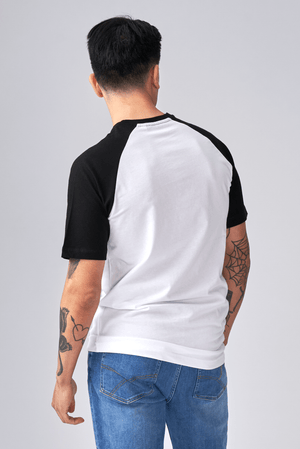 Basic Raglan Tee - Svart-Vit
