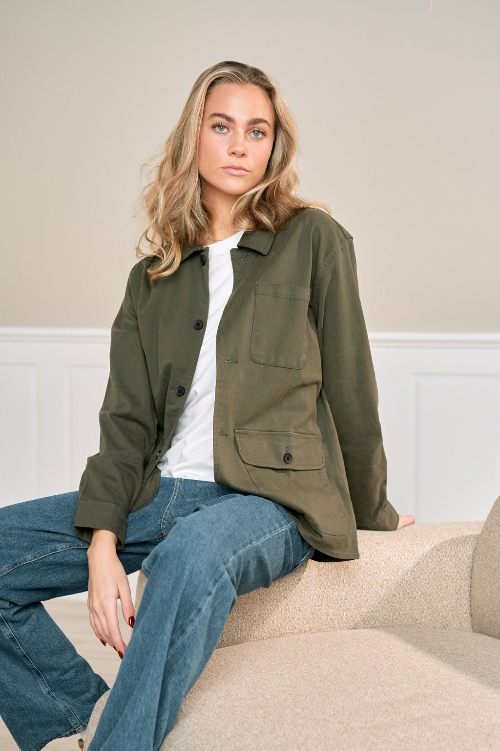 Twill Shacket - Mörk Oliv