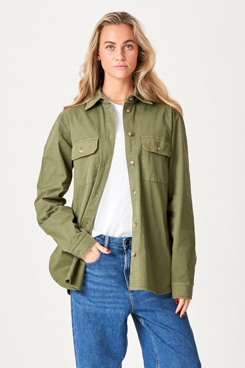 Amber Twill Skjorta - Grön