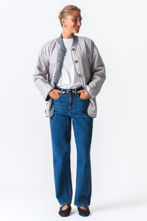 Quiltad Blockjacka - Grå