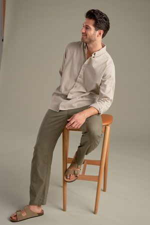 Linnebyxor - Arméfärg