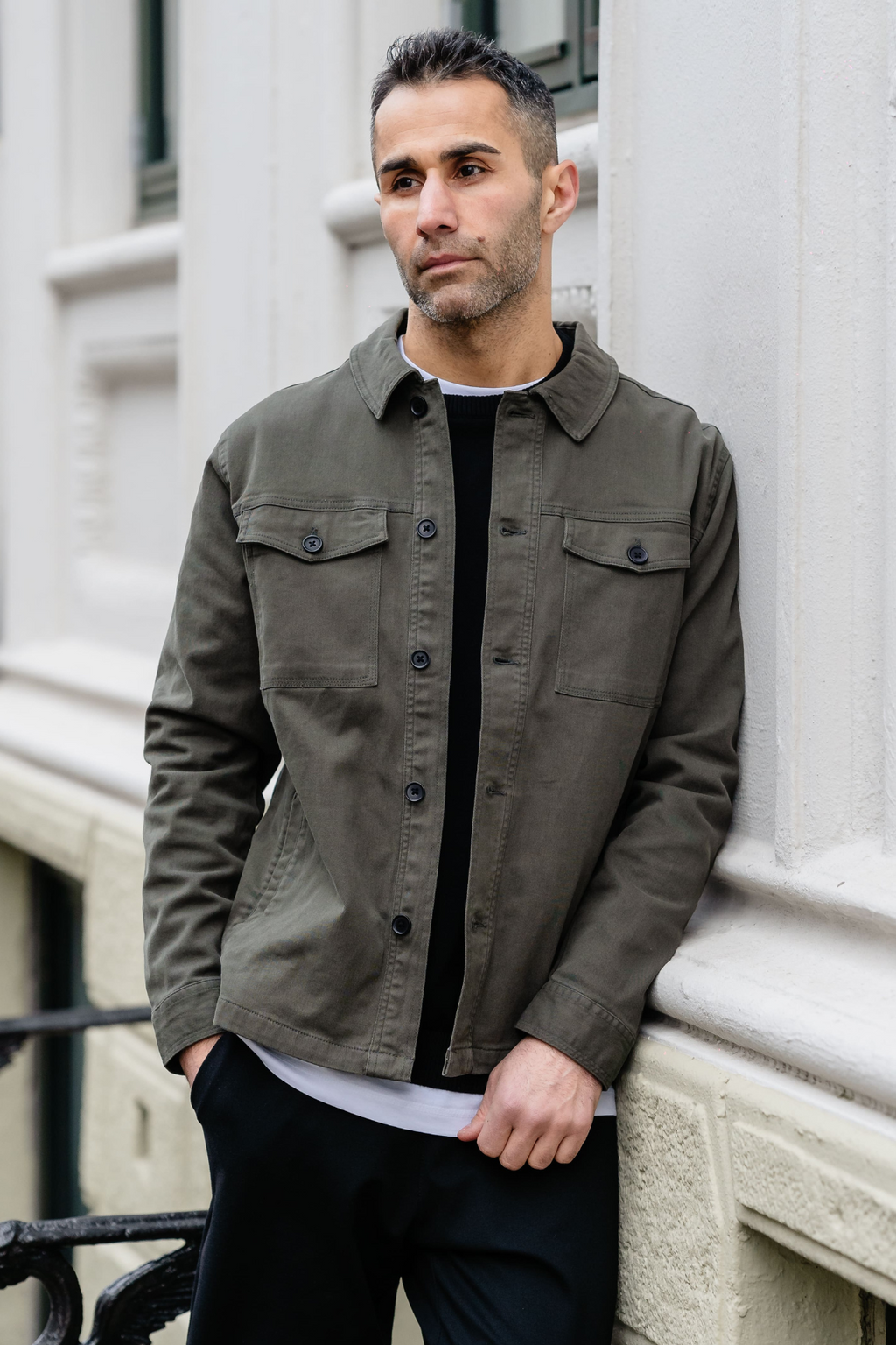 Twill Overshirt - Mörk Oliv