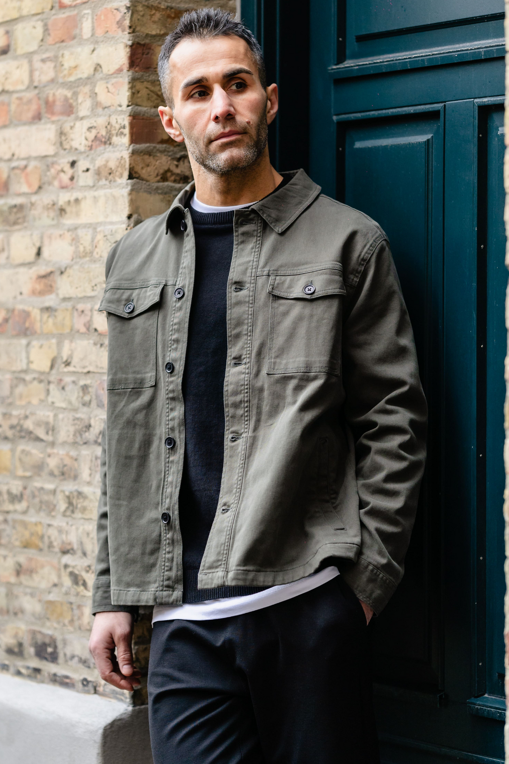 Twill Overshirt - Mörk Oliv