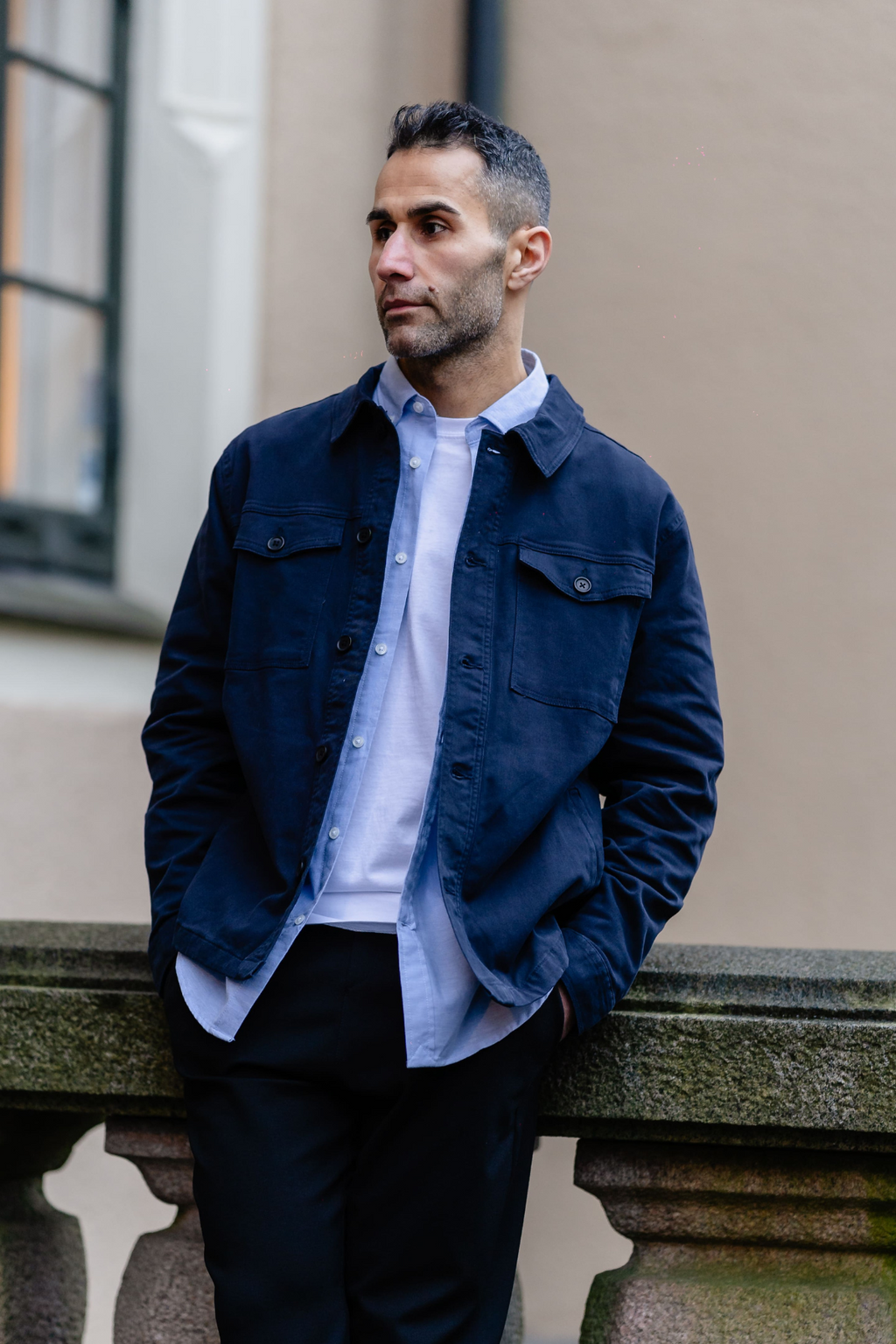 Twill Overshirt - Mörkblå