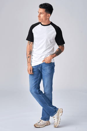 Basic Raglan Tee - Svart-Vit