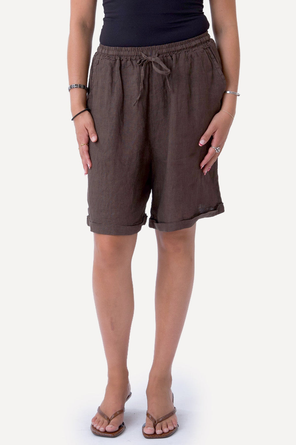 Linneshorts - Brun